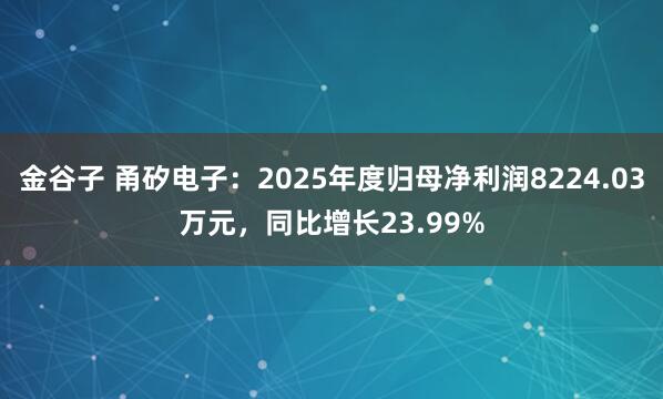 金谷子 甬矽电子：2025年度归母净利润8224.03万元，同比增长23.99%